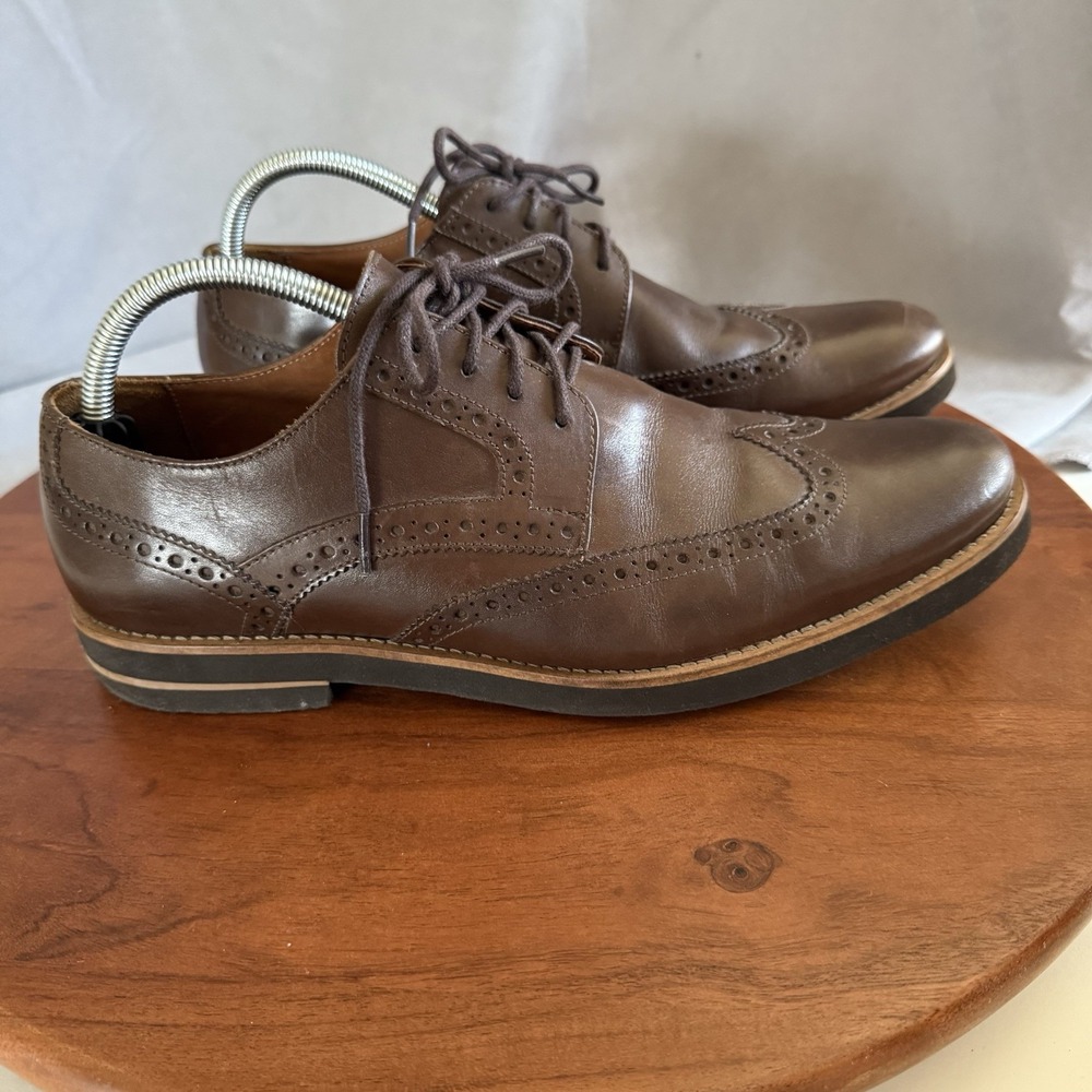 Bass Garrett Wingtip Oxford Mens Brown Leather Brogue Dress Shoes Brazil 10M
